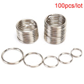100 Pcs Polished Silver Color Keyring Stainless Steel Hole Key Ring Key Chain Rhodium Plated Round Split Keychain