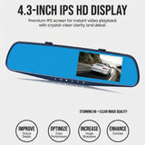 Dual-Lens Rearview Mirror Dash Cam with Front & Rear Full HD Recording, Wide-Angle Coverage, Night Vision, Loop Recording & Parking Monitor for Cars