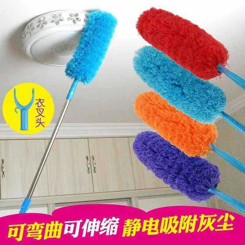 Household dust removal electrostatic feather duster set retractable bendable dust removal artifact extended dust removal brush 360 degrees image