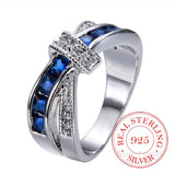 100% 925 Sterling Silver Jewelry Vintage Purple Crystal Couple's Wedding Silver Rings for Women Men Fashion Anel De Prata Bijoux